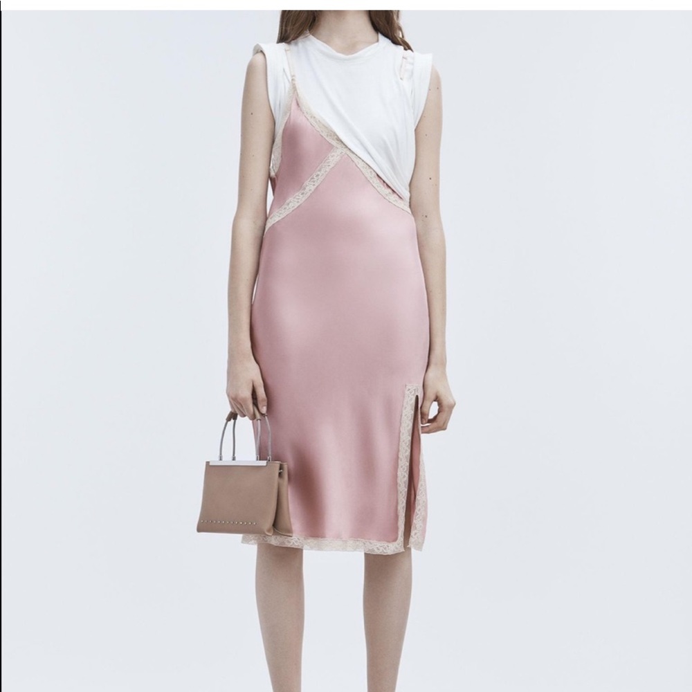 Alexander Wang Satin Hybrid Pink Slip Dress